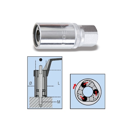 Beta 1433 Roller Stud Extractors, 1/2 in Square Drive, 14mm 014330014